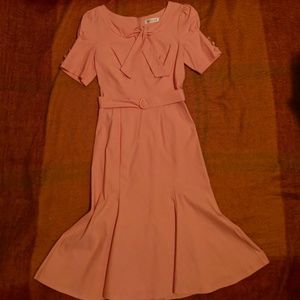 Peach Dress 1940s Vintage Style fit and flare
